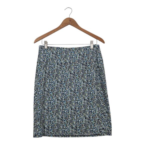 J Jill Wearever Collection Skirt Sz XS Blue Green Geo Print Pull On - Picture 1 of 10